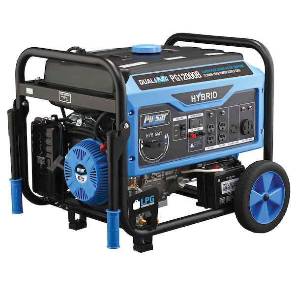 Pulsar Portable Generator, Gasoline/Liquid Propane, 9,500 W/8,500 W Rated, 12,000 W/10,800 W Surge PG12000B - main